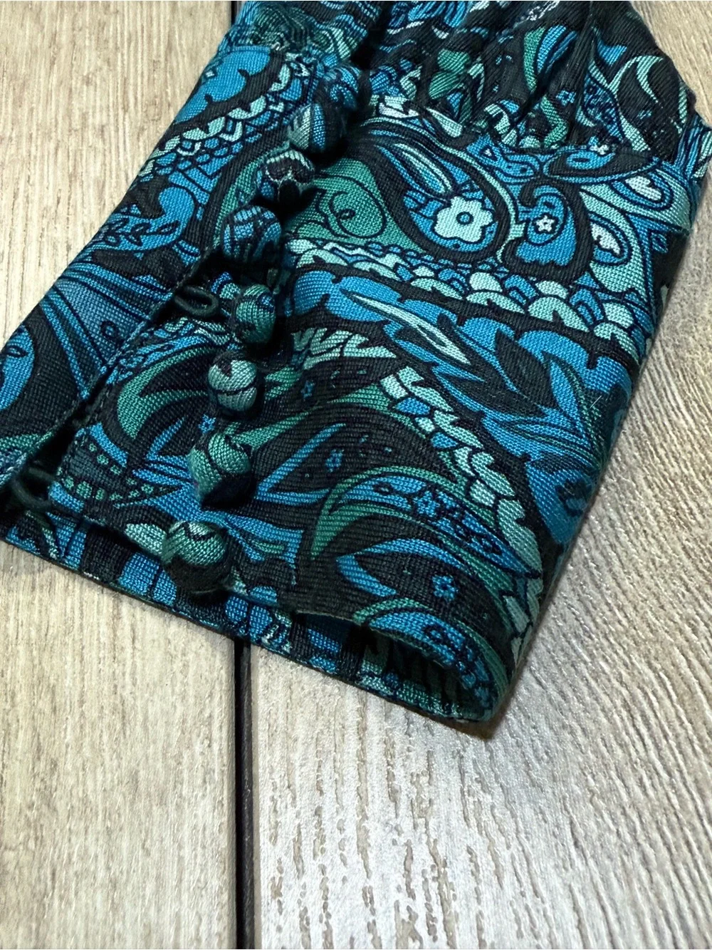 Banana Republic Paisley Shift Dress Teal Blue Long Sleeve Silk Cotton Medium